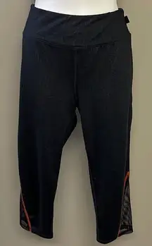 Marvel Hero Elite Athletic Black w/ Abstract Design & Mesh Cropped Leggings-XL