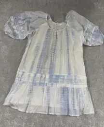 roller rabbit weir tamania dress small blue white tie dye‎ print lined