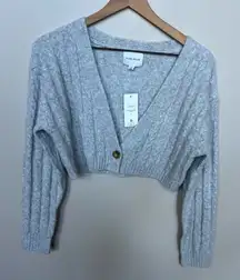 Pink Rose NWT Light Heather Gray One Button Cardigan Sweater Size Medium