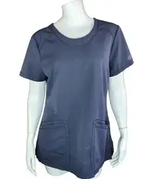 Dickies  Women's Medium Short Sleeve Scrub Top Dark Gray Pockets, Round Neckline