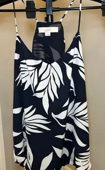 LOFT Navy and White Leaf‎ Print Camisole