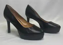 Naturalizer Camilla Black Leather Platform Heels Women’s 10M – 4” Heel