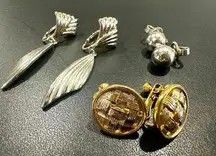 TRIFARI & NAPIER clip on earrings LOT of 3, gold and silver, Vintage 1920s-1980s