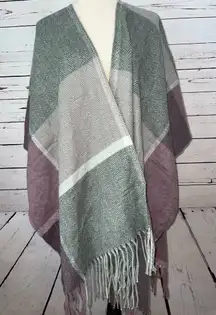 NWT Woolrich Shawl Sweater‎ Lagenlook ONE SIZE Poncho Fringed Oversized Cardigan