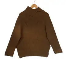 Les Copains Brown Turtleneck Sweater Wool Italy Classic Heavy Old Money Sz 48(L)