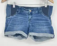 Isabel Maternity Sz 2 Midi Shorts Elastic Waist‎ 4" Inseam Pregnancy Blue Bag2