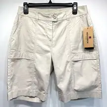 Woolrich Fairwinds Bermuda Cargo Utility Shorts in Stone Khaki Tan Size 4