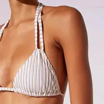Solid & Stripped Tenley Ribbed Bikini Top Metallic Stripe