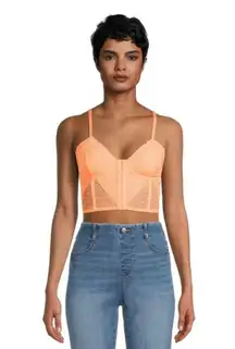 No Boundaries Juniors Lace & Dot Mesh Bustier, Large