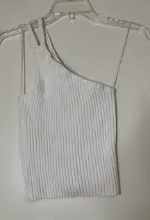 NEW! 535 America one shoulder ribbed white cropped top small