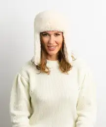 Hat Attack Apres Sherpa Trapper in Ivory One Size New Womens Faux Fur Hat