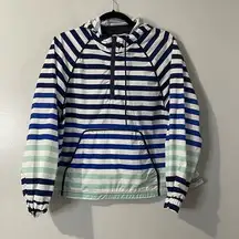 HUNTER FOR TARGET Windbreaker Jacket Size Medium Blue White Striped Pullover