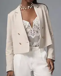 Anthropologie Dolan M Pleated-Back Cropped Blazer