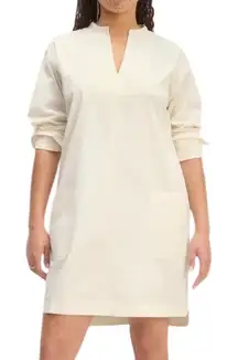 Everlane The Long Sleeve Cotton Utility Mini Dress Bone Size M