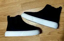 Women 7.5 J slides Black High top Sneakers with chunky White platform Soles