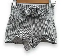Maison Scotch & Soda Black & White‎ Striped High Rise Tie Front Shorts Sz 24