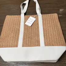 Show Me Your MuMu Sunseeker Tote Canvas and Straw Zip Closure New