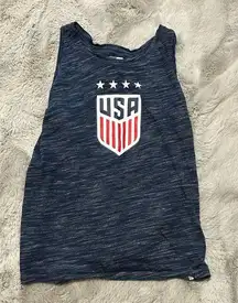 Women's 5th & Ocean by New Era Navy USWNT Space-Dye Back-Knot Tank Top