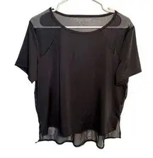 Short Sleeve Blouse Black Mesh Yoke Back