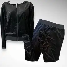 JUICY COUTURE Vintage Y2K Black Velour Sparkle Tracksuit X-Small‎ | EUC