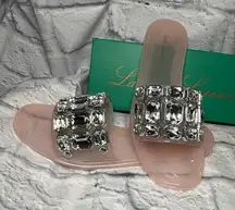 Lauren Lorraine Blush Sandals with Crystal Embellishments