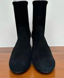 Stuart Weitzman Black Suede Ankle Chunky Heel Boot 9.5