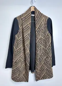 Logo By Lori Goldstein Sweater Black Brown Open Cardigan Size Small