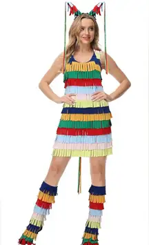 Pinata Costume Colorful Fringe Dress