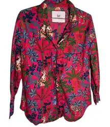 Printfresh Bagheera button down Sleep Shirt Top in hot pink small