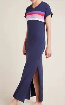Sundry anthropologie boho Verona Maxi Tee Dress Blue Striped Knit Casual small
