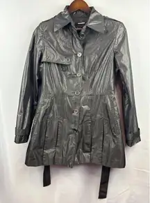 Women’s Attitude by Jay Manuel Size 12 Shiny Black/Grey Trench Coat with Removab