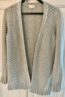 Women's Silver shiny open front cardigan 8