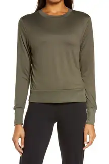 Vuori Daydream Long Sleeve Performance Crewneck Tee Oregano Green Large