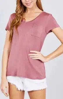 Pocket Tee Soft Pink Short Sleeve with Front Pocket Size Small EUC