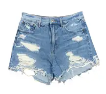 American Eagle Highest Rise 90’s Boyfriend Short Distressed Light Wash Shorts