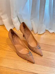 WOMENS HIGH HEEL PUMPS, TAN SUEDE Size 6
