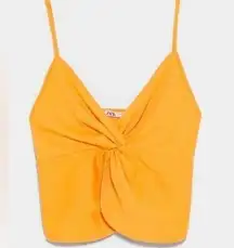 ZARA NWT  Spaghetti Strap Twist-Front Crop Top