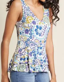 Womens Size Small sleeveless floral peplum tank Top