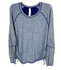 Dashing Stripe Blue Athletic Workout Long Sleeve Top Women’s XL