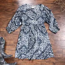 Denim & Supply • Ralph Lauren dress blue pattern cotton voile boho mini coastal