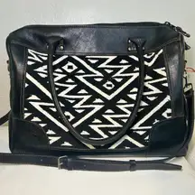 Casa de Oso Peru Leather Wool Duffel Bag Weekender Aztec Tribal Geometric Travel