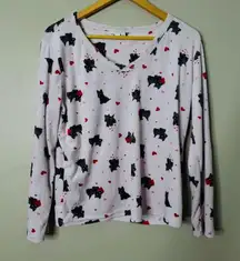 Laura Ashley M Scottie Dog Pajamas 2pc Pink Heart Valentine Fleece Long Sleeve