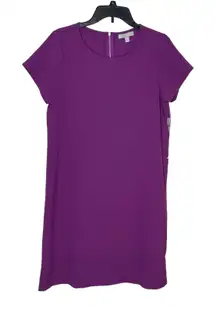 Chelsea28 Women's Shift Dress Stretch‎ Crepe Short Sleeve Purple Medium NWT