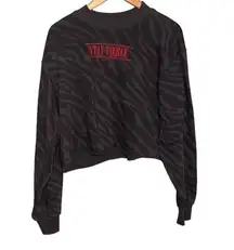 MIGHTY FINE | Stay Fierce Graphic Zebra Print Semi Cropped Sweatshirt Gray - Siz