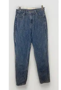 American Eagle Women’s Size 4R High Rise Mom Jeans Blue Pinstripe Casual