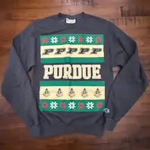 Champion Drake Gray Purdue Ugly Christmas Crewneck Sweatshirt College XS