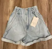 High Waist Paperbag Jean Shorts