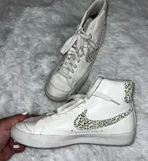 Nike Blazers White High-Top Sneakers with Leopard Print size 10