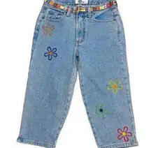 Arizona Jeans Vintage Arizona Daisy Embroidered Capris Flower Power 90’s