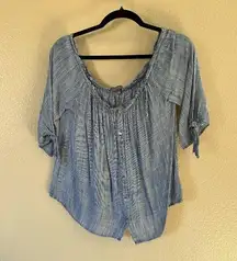 Be Cool Blue Off The Shoulders Blouse   Size Large